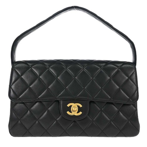 Chanel black lambskin double - black,